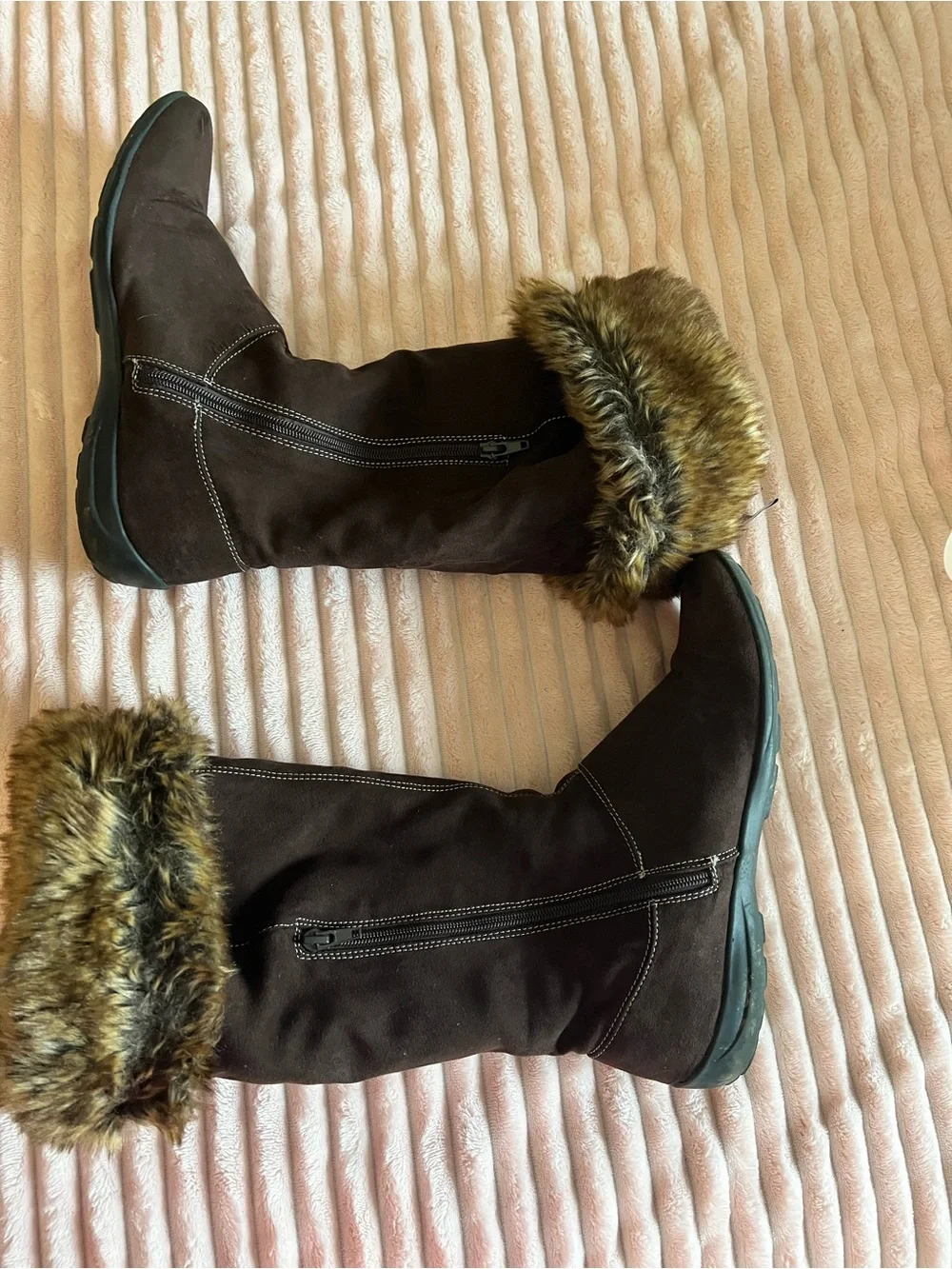 Naturalizer Women's Dark Brown Over-the-Knee Faux-Fur Trim Boots